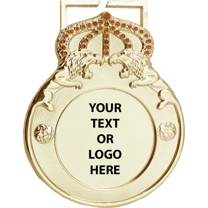 100MM 3D SCULPTED LION MEDAL DOMED CENTRE (6MM THICK) - GOLD, SILVER OR BRONZE